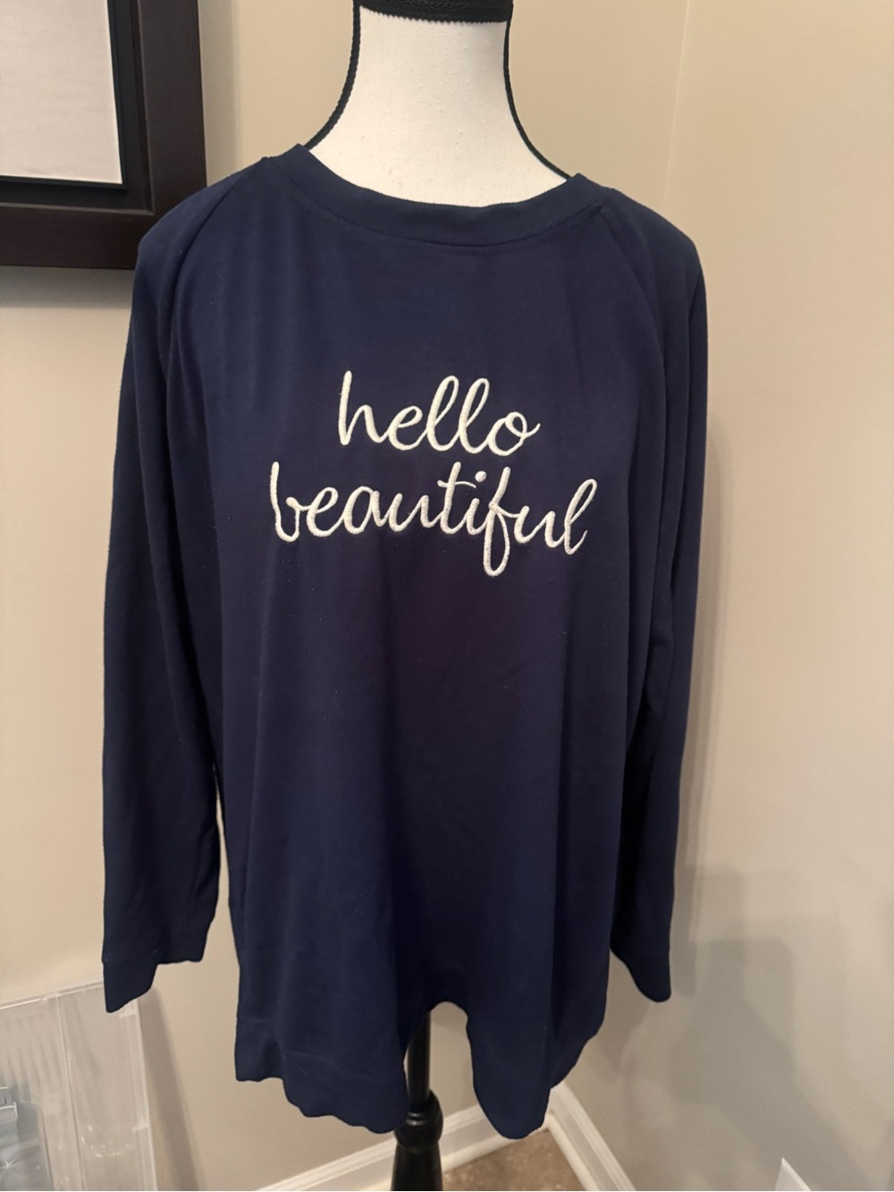 Isaac Mizrahi New York Hello Beautiful Navy Lounge Sweatshirt Women’s XL